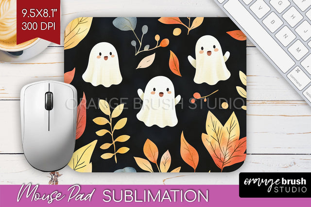 Cute Ghost Mouse Pad Sublimation - Halloween Mouse Pad PNG Sublimation OrangeBrushStudio 