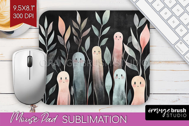 Cute Ghost Mouse Pad Sublimation - Halloween Mouse Pad PNG Sublimation OrangeBrushStudio 