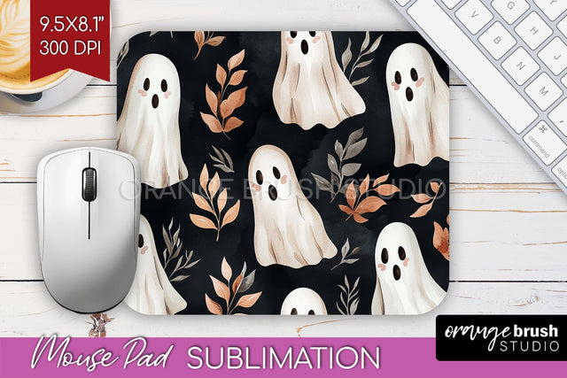 Cute Ghost Mouse Pad Sublimation - Halloween Mouse Pad PNG Sublimation OrangeBrushStudio 