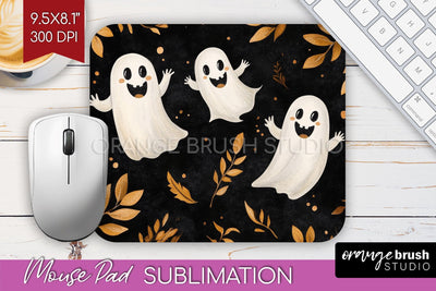 Cute Ghost Mouse Pad Sublimation - Halloween Mouse Pad PNG Sublimation OrangeBrushStudio 