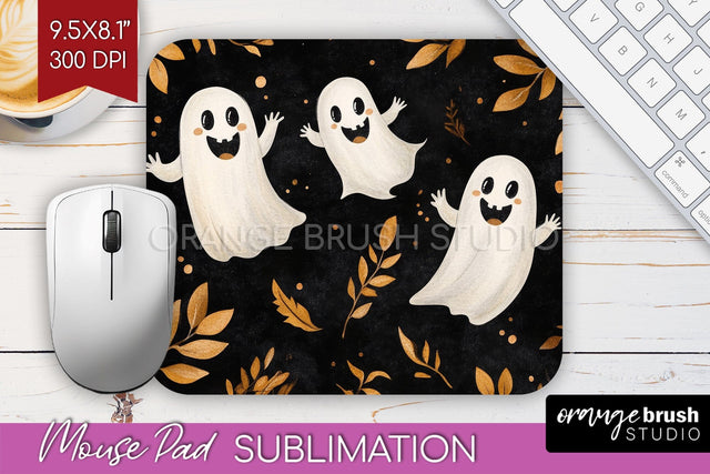 Cute Ghost Mouse Pad Sublimation - Halloween Mouse Pad PNG Sublimation OrangeBrushStudio 