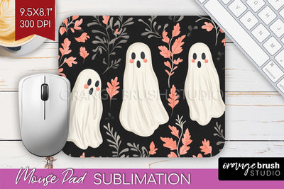 Cute Ghost Mouse Pad Sublimation - Halloween Mouse Pad PNG Sublimation OrangeBrushStudio 