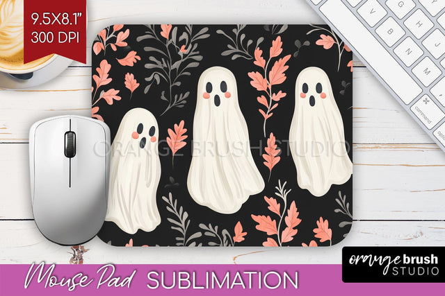 Cute Ghost Mouse Pad Sublimation - Halloween Mouse Pad PNG Sublimation OrangeBrushStudio 