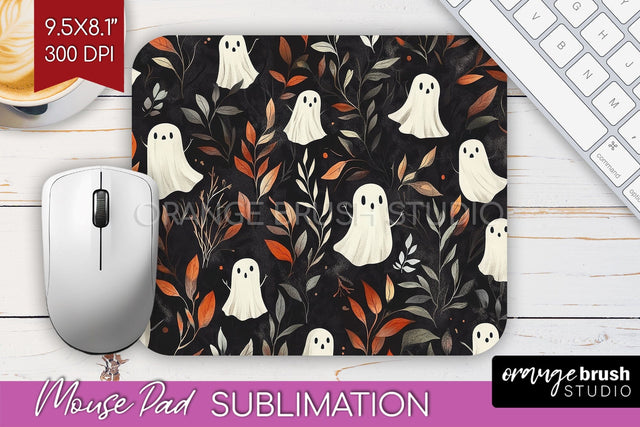 Cute Ghost Mouse Pad Sublimation - Halloween Mouse Pad PNG Sublimation OrangeBrushStudio 