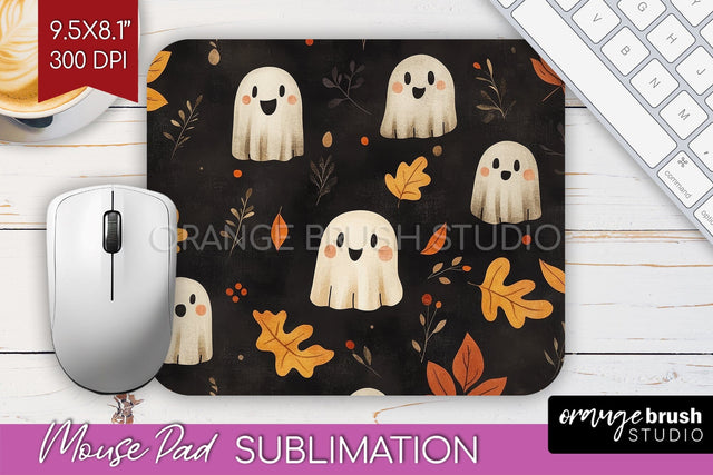 Cute Ghost Mouse Pad Sublimation - Halloween Mouse Pad PNG Sublimation OrangeBrushStudio 