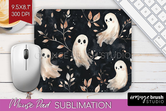 Cute Ghost Mouse Pad Sublimation - Halloween Mouse Pad PNG Sublimation OrangeBrushStudio 