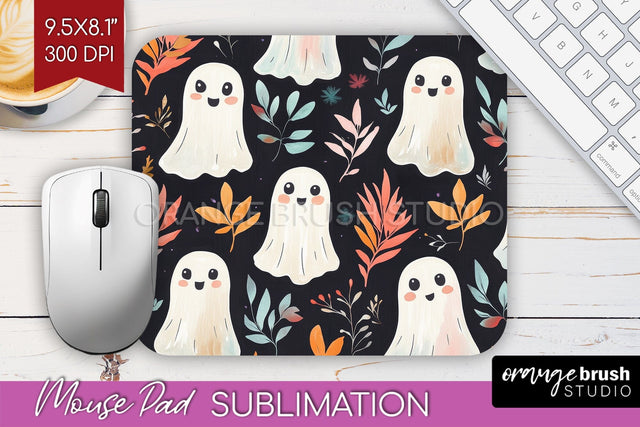 Cute Ghost Mouse Pad Sublimation - Halloween Mouse Pad PNG Sublimation OrangeBrushStudio 