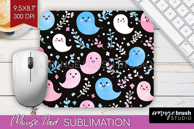 Cute Ghost Mouse Pad Sublimation - Halloween Mouse Pad PNG Sublimation OrangeBrushStudio 