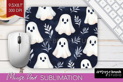Cute Ghost Mouse Pad Sublimation - Halloween Mouse Pad PNG Sublimation OrangeBrushStudio 
