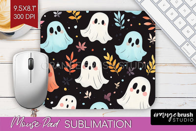 Cute Ghost Mouse Pad Sublimation - Halloween Mouse Pad PNG Sublimation OrangeBrushStudio 
