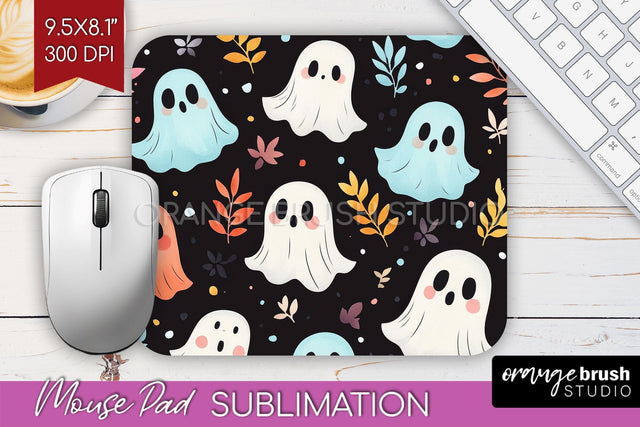 Cute Ghost Mouse Pad Sublimation - Halloween Mouse Pad PNG Sublimation OrangeBrushStudio 