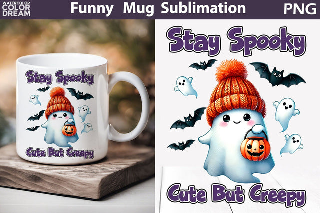 Cute Ghost Mug | Halloween Sarcastic Quotes Mug | Spooky Mug Sublimation Sublimation WatercolorColorDream 