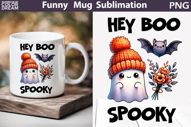 Cute Ghost Mug | Halloween Sarcastic Quotes Mug | Spooky Mug Sublimation Sublimation WatercolorColorDream 