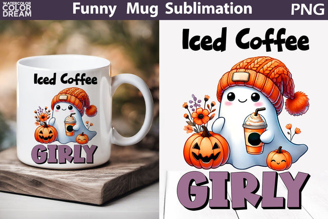 Cute Ghost Mug | Halloween Sarcastic Quotes Mug | Spooky Mug Sublimation Sublimation WatercolorColorDream 