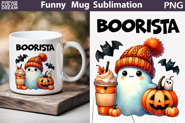 Cute Ghost Mug | Halloween Sarcastic Quotes Mug | Spooky Mug Sublimation Sublimation WatercolorColorDream 