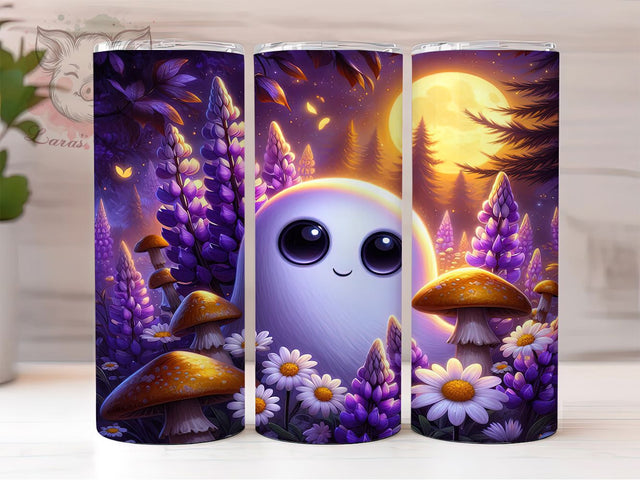 Cute Ghost Mushroom Halloween Tumbler, Spooky Season Wrap, Halloween Mushroom Sublimation, Ghost And Mushroom Tumbler, Kawaii Halloween Drinkware, Autumn Spooky Wrap, Pastel Ghost Tumbler Sublimation Lara' s Designs 