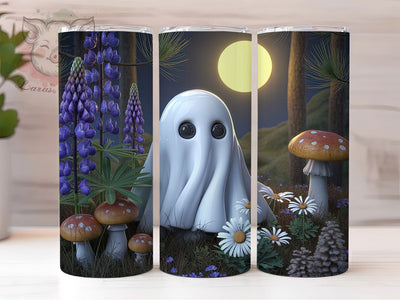 Cute Ghost Mushroom Halloween Tumbler, Spooky Season Wrap, Halloween Mushroom Sublimation, Ghost And Mushroom Tumbler, Kawaii Halloween Drinkware, Autumn Spooky Wrap, Pastel Ghost Tumbler Sublimation Lara' s Designs 