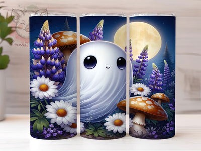 Cute Ghost Mushroom Halloween Tumbler, Spooky Season Wrap, Halloween Mushroom Sublimation, Ghost And Mushroom Tumbler, Kawaii Halloween Drinkware, Autumn Spooky Wrap, Pastel Ghost Tumbler Sublimation Lara' s Designs 