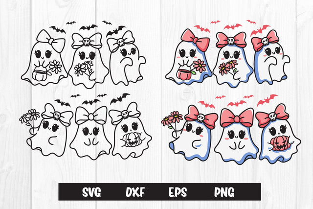 Cute Ghost pink, Halloween ghost girl SVG dadan_pm 