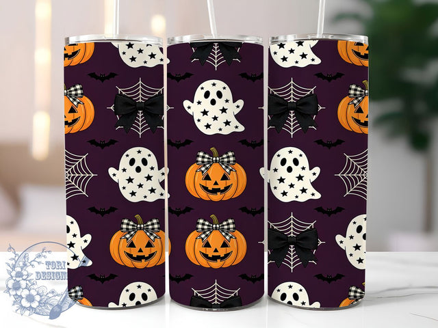 Cute Ghost Pumpkin 20oz Tumbler Wrap, Ghost Motif, Pumpkin Theme, Halloween Design, Spooky Cute, Whimsical Charm, Skinny Tumbler, Sublimation PNG Sublimation ToriDesigns 