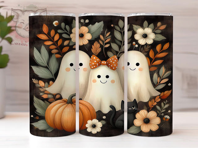 Cute Ghost Pumpkin Cozy Autumn Tumbler, Fall Pumpkin Cup Wrap, Autumn 20Oz Sublimation Design, Spooky Fall Drinkware, Cozy Autumn Coffee Cup, Halloween Pumpkin Tumbler, Vintage Fall Mug Sublimation Lara' s Designs 