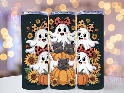 Cute Ghost Pumpkin Halloween Tumbler, Cute Pumpkin Wrap, Autumn Sublimation Design, 20oz Halloween Wrap, Spooky Cute Drinkware, Seasonal Fall Tumbler, Whimsical Ghost Design Sublimation SvggirlplusArt 