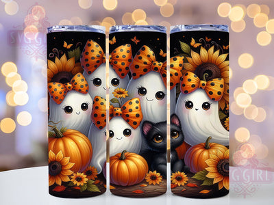 Cute Ghost Pumpkin Halloween Tumbler, Cute Pumpkin Wrap, Autumn Sublimation Design, 20oz Halloween Wrap, Spooky Cute Drinkware, Seasonal Fall Tumbler, Whimsical Ghost Design Sublimation SvggirlplusArt 