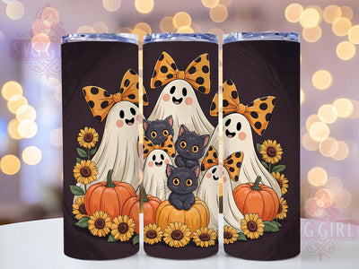 Cute Ghost Pumpkin Halloween Tumbler, Cute Pumpkin Wrap, Autumn Sublimation Design, 20oz Halloween Wrap, Spooky Cute Drinkware, Seasonal Fall Tumbler, Whimsical Ghost Design Sublimation SvggirlplusArt 