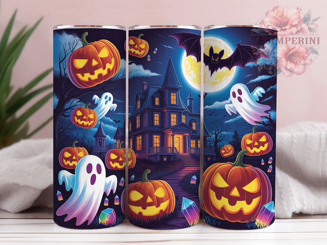 Cute Ghost Pumpkin Halloween Tumbler, Halloween Pumpkin 20Oz Sublimation, Spooky Fall Coffee Cup, Autumn Ghost Drinkware Design, Rustic Halloween Mug Wrap, Haunted Harvest Cup, Trick Or Treat Tumbler Sublimation Li Zamperini 