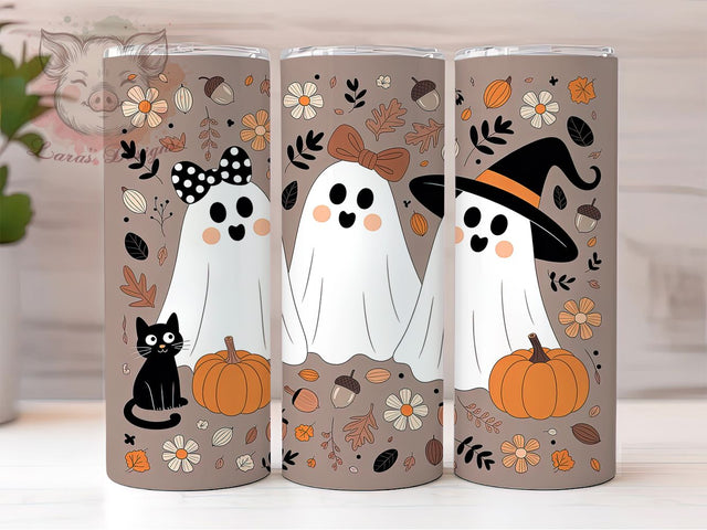 Cute Ghost Pumpkin Halloween Tumbler Wrap, Cute Ghost Mug, Autumn Pumpkin Art, 20Oz Tumbler Wrap, Sublimation Design, Fall Drinkware, Spooky Cute Print Sublimation Lara' s Designs 