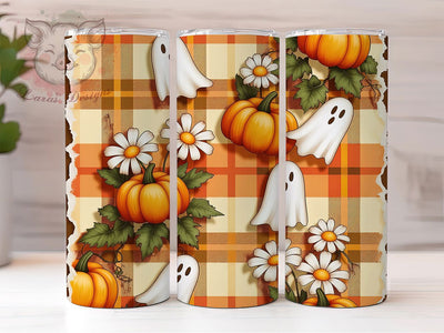 Cute Ghost Pumpkin Halloween Tumbler Wrap, Cute Ghost Png, Halloween Tumbler, 20oz Skinny Tumbler, Sublimation Download, Spooky Season Tumbler, Pumpkin Tumbler Wrap Sublimation Lara' s Designs 