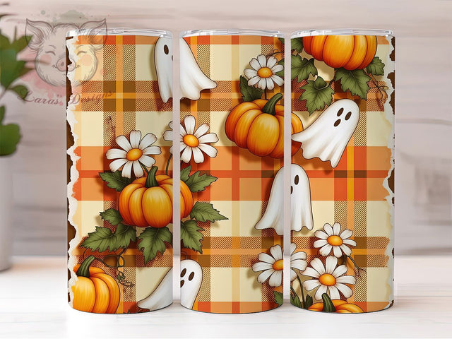 Cute Ghost Pumpkin Halloween Tumbler Wrap, Cute Ghost Png, Halloween Tumbler, 20oz Skinny Tumbler, Sublimation Download, Spooky Season Tumbler, Pumpkin Tumbler Wrap Sublimation Lara' s Designs 