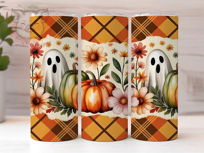 Cute Ghost Pumpkin Halloween Tumbler Wrap, Cute Ghost Png, Halloween Tumbler, 20oz Skinny Tumbler, Sublimation Download, Spooky Season Tumbler, Pumpkin Tumbler Wrap Sublimation Lara' s Designs 