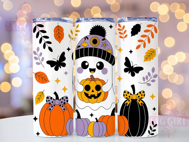 Cute Ghost Pumpkin Halloween Tumbler Wrap, Halloween Pumpkin Wrap, Fall 20Oz Design, Kawaii Ghost Cup, Autumn Halloween Drinkware, Spooky Pumpkin Tumbler, Ghost And Pumpkins Mug Design Sublimation SvggirlplusArt 