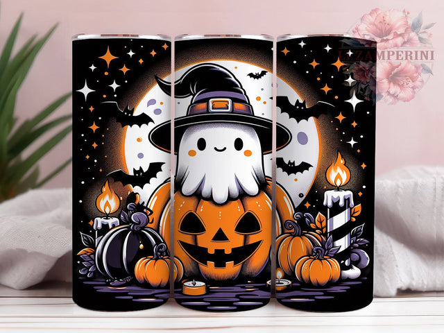 Cute Ghost Pumpkin Kawaii Halloween Tumbler, Halloween Ghost Wrap, Adorable Pumpkin Sublimation, Whimsical Halloween Drinkware, Friendly Ghost Cup, Pastel Spooky Tumbler, Kawaii Halloween Wrap Sublimation Li Zamperini 