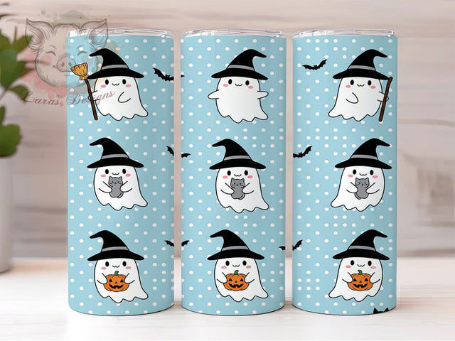 Cute Ghost Pumpkin Vintage Halloween Tumbler, Cute Ghost Cup Wrap, 20Oz Sublimation Design, Spooky Pumpkin Drinkware, Fall Coffee Tumbler, Ghost And Pumpkin Mug, Vintage Halloween Sublimation Lara' s Designs 