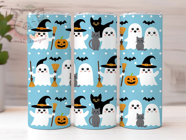 Cute Ghost Pumpkin Vintage Halloween Tumbler, Cute Ghost Cup Wrap, 20Oz Sublimation Design, Spooky Pumpkin Drinkware, Fall Coffee Tumbler, Ghost And Pumpkin Mug, Vintage Halloween Sublimation Lara' s Designs 