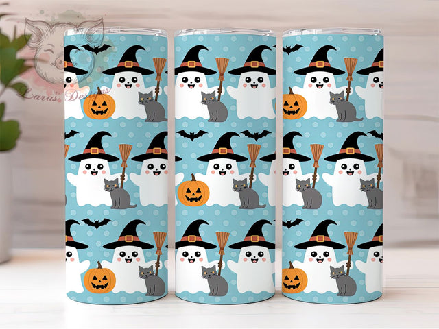 Cute Ghost Pumpkin Vintage Halloween Tumbler, Cute Ghost Cup Wrap, 20Oz Sublimation Design, Spooky Pumpkin Drinkware, Fall Coffee Tumbler, Ghost And Pumpkin Mug, Vintage Halloween Sublimation Lara' s Designs 
