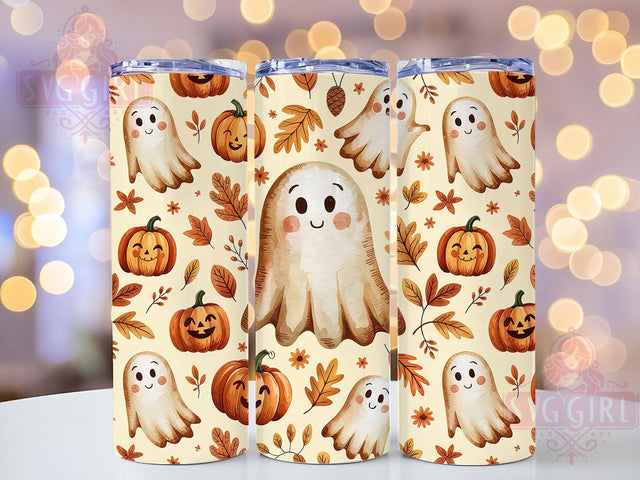 Cute Ghost Spooky Fall Tumbler Wrap, Cute Ghost Png, Spooky Season Tumbler, Fall Tumbler Wrap, 20oz Skinny Tumbler Png, Halloween Sublimation, Spooky Ghost Tumbler Sublimation SvggirlplusArt 
