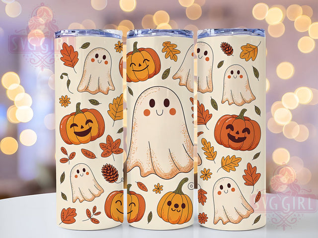 Cute Ghost Spooky Fall Tumbler Wrap, Cute Ghost Png, Spooky Season Tumbler, Fall Tumbler Wrap, 20oz Skinny Tumbler Png, Halloween Sublimation, Spooky Ghost Tumbler Sublimation SvggirlplusArt 