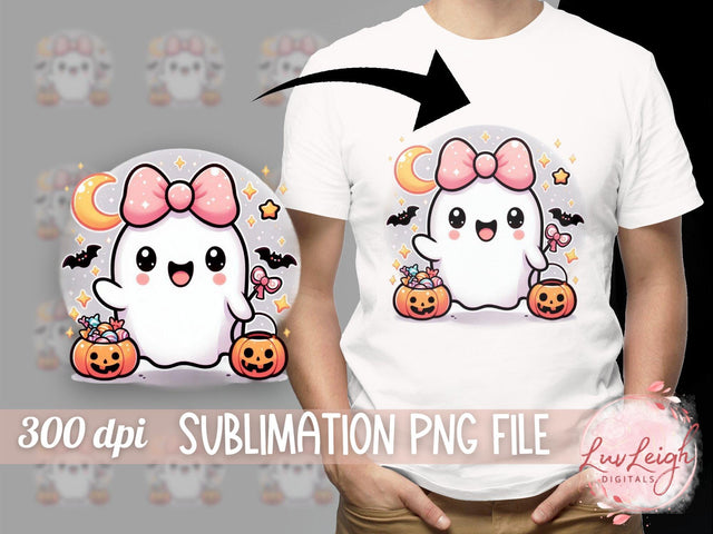 Cute Ghost Sublimation PNG, Halloween PNG File Sublimation Luvleigh Digitals 