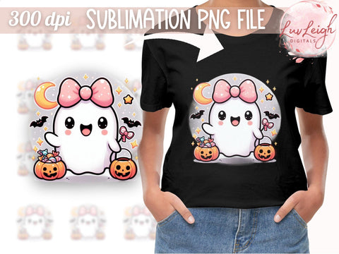 Cute Ghost Sublimation PNG, Halloween PNG File Sublimation Luvleigh Digitals 