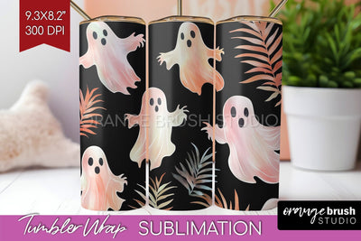 Cute Ghost Tumbler Wrap - Halloween Tumbler PNG Sublimation Sublimation OrangeBrushStudio 