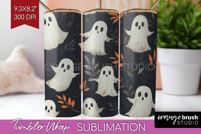 Cute Ghost Tumbler Wrap - Halloween Tumbler PNG Sublimation Sublimation OrangeBrushStudio 