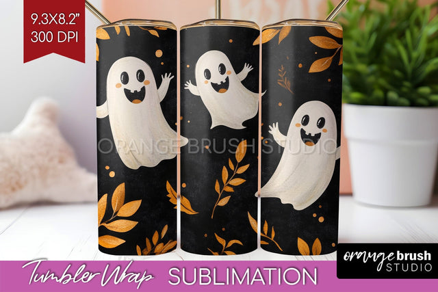 Cute Ghost Tumbler Wrap - Halloween Tumbler PNG Sublimation Sublimation OrangeBrushStudio 