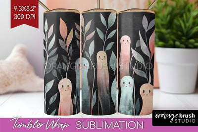 Cute Ghost Tumbler Wrap - Halloween Tumbler PNG Sublimation Sublimation OrangeBrushStudio 