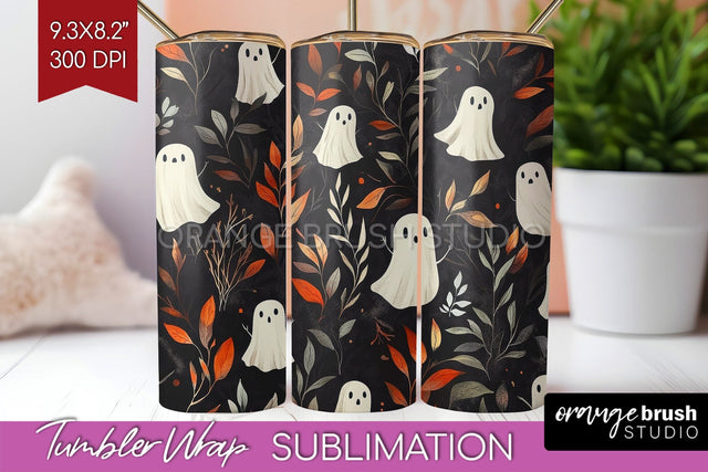 Cute Ghost Tumbler Wrap - Halloween Tumbler PNG Sublimation Sublimation OrangeBrushStudio 
