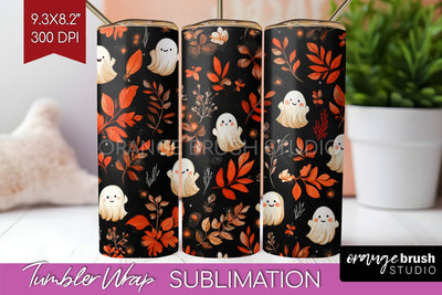Cute Ghost Tumbler Wrap - Halloween Tumbler PNG Sublimation Sublimation OrangeBrushStudio 