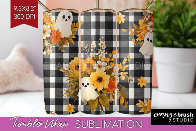 Cute Ghost Tumbler Wrap - Halloween Tumbler PNG Sublimation Sublimation OrangeBrushStudio 