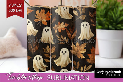 Cute Ghost Tumbler Wrap - Halloween Tumbler PNG Sublimation Sublimation OrangeBrushStudio 